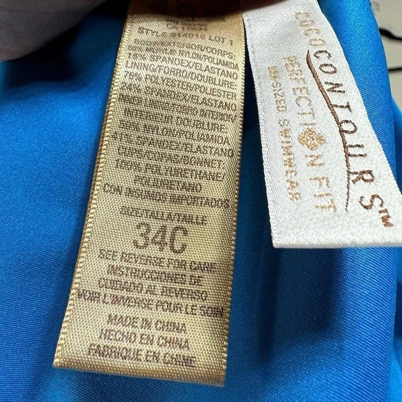 Coco contours 34C turquoise blue‎ jeweled halter neck ruched bra-size swimsuit - Picture 6 of 7